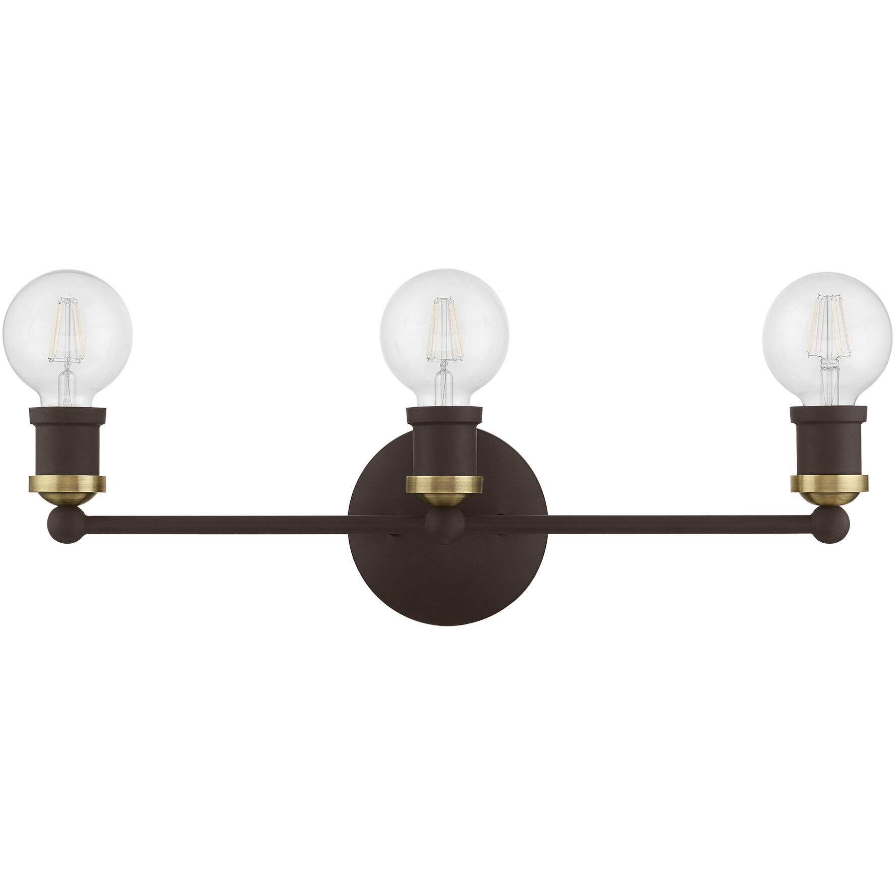 Lansdale 3 Light 20 inch Bronze with Antique Brass Accents Vanity Sconce Wall Light