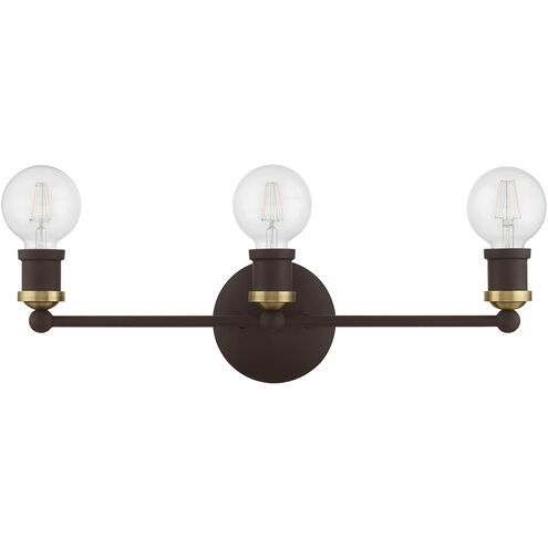 Lansdale 3 Light 20 inch Bronze with Antique Brass Accents Vanity Sconce Wall Light