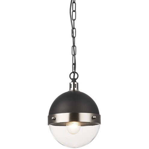 Torino 1 Light 8 inch Brushed Nickel Pendant Ceiling Light in Brushed Nickel and Clear