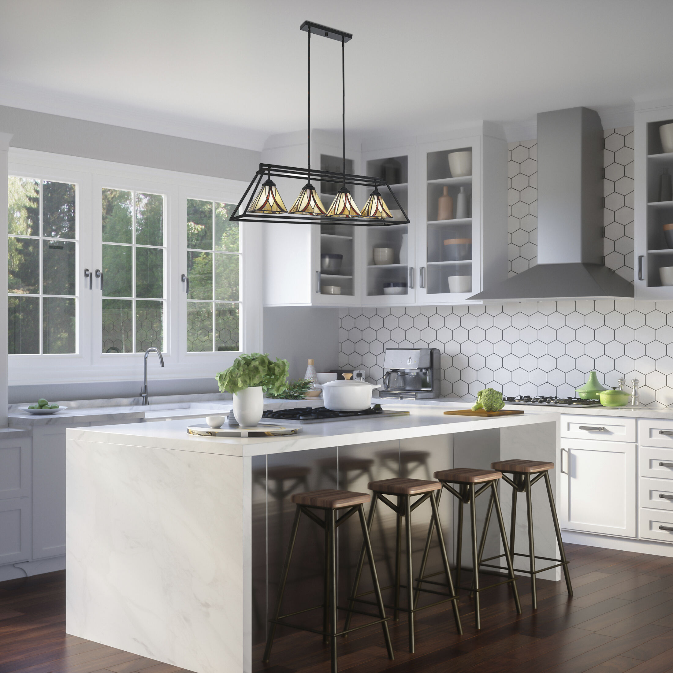 Asheville 4 Light 42 inch Valiant Bronze Island Light Ceiling Light