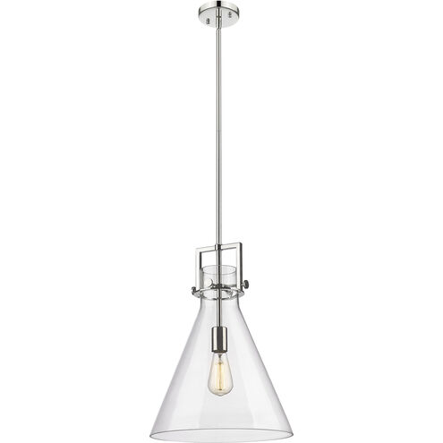 Downtown Urban Newton Cone 1 Light 14 inch Polished Nickel Pendant Ceiling Light in Clear Glass