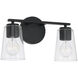 Portman 2 Light 14.5 inch Matte Black Vanity Light Wall Light