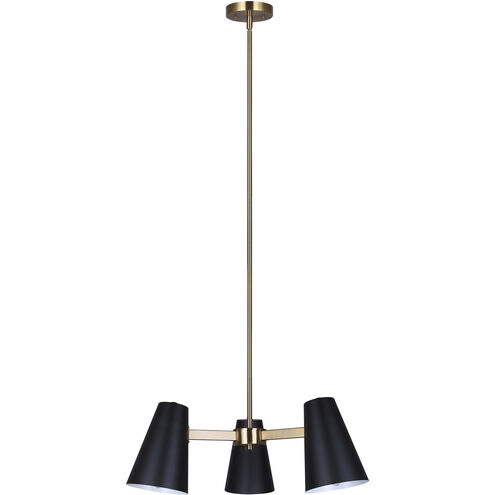 Harken 3 Light 23 inch Black/Gold Chandelier Ceiling Light