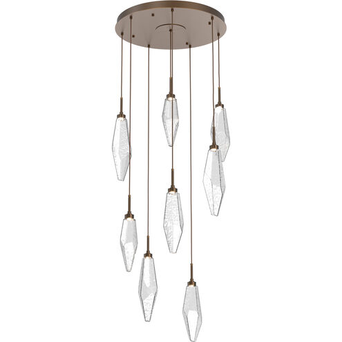 Rock Crystal LED 26.2 inch Flat Bronze Chandelier Ceiling Light in 3000K LED, Chilled Clear, Round Multi-Port