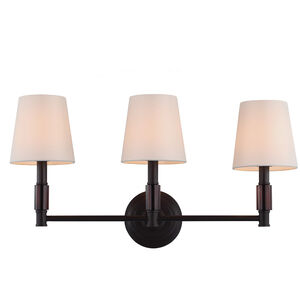 Golly 3 Light 24 inch Oil Rubbed Bronze Vanity Strip Wall Light in Ivory Fabric