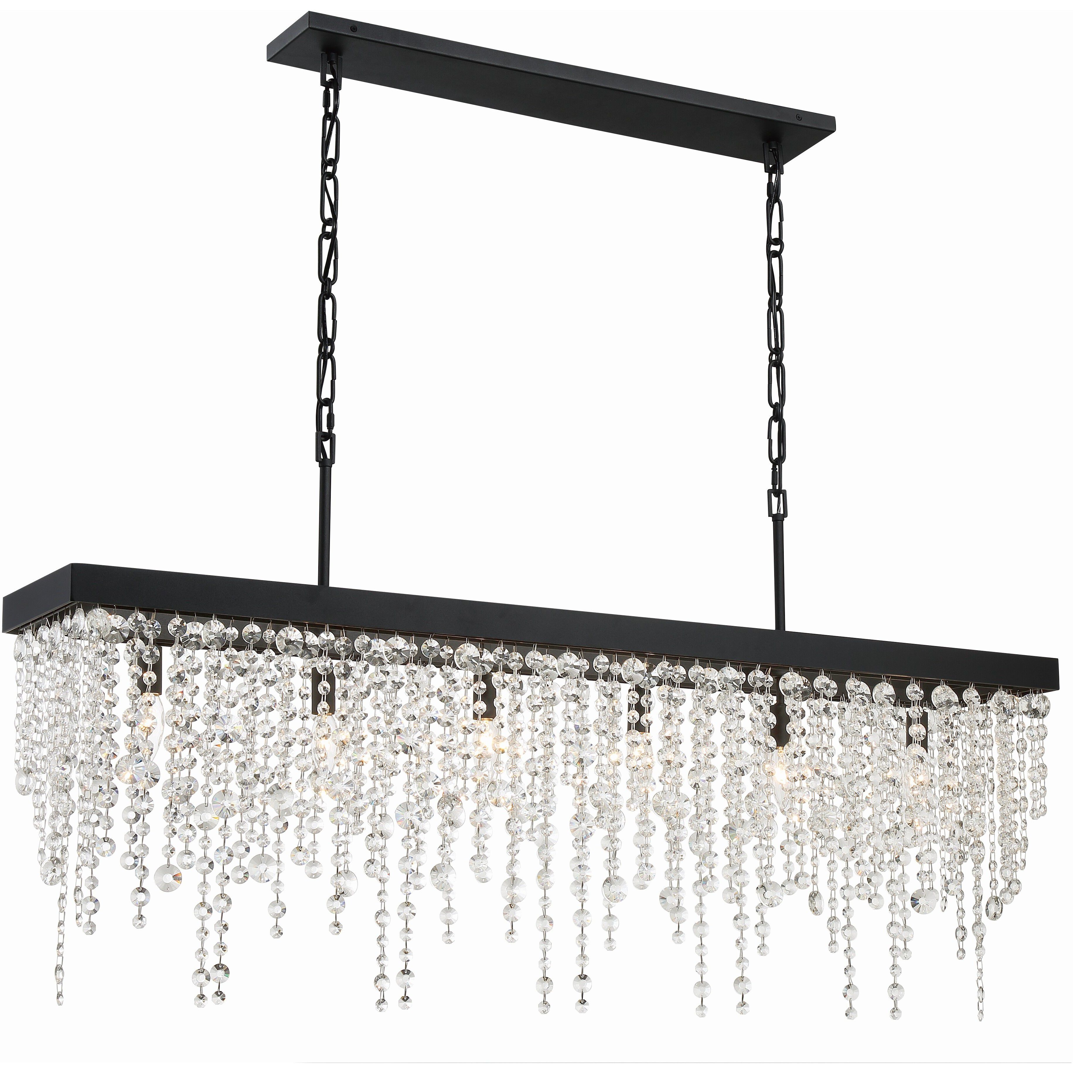Winham 6 Light 49 inch Black Forged Linear Chandelier Ceiling Light