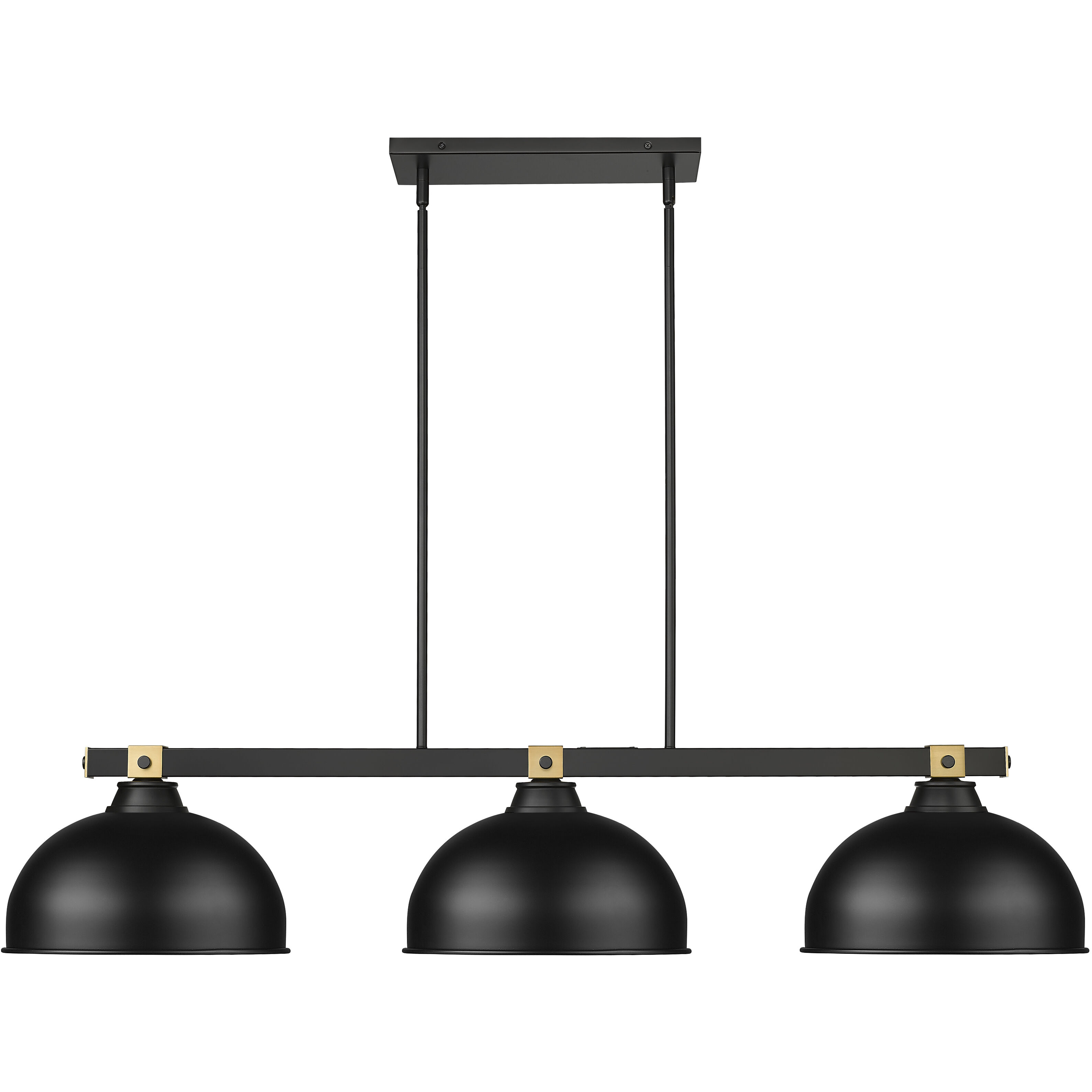 Bronte 3 Light 51.75 inch Matte Black and Rubbed Brass Billiard Light Ceiling Light