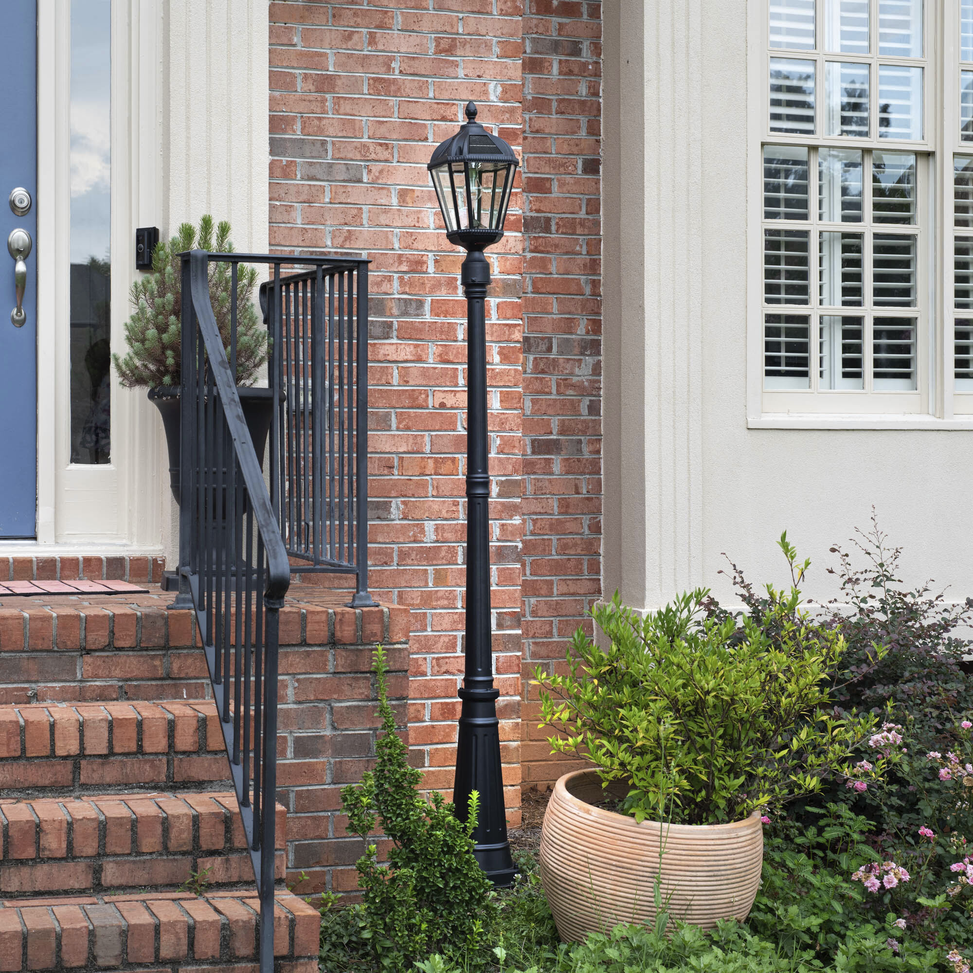 Royal LED 87 inch Black Lamp Post Set, Solar