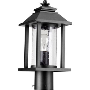 Crusoe 1 Light 16 inch Noir Post Lantern, Clear Seeded