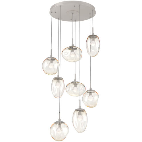 Cosmos LED LED 31.9 inch Beige Silver Chandelier Ceiling Light in Metallic Beige Silver, Clear Zircon Inner with Amber Cosmos Outer, 2700K LED, Round Multi-Port