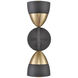 Milla 2 Light 4.5 inch Charcoal Black and Brushed Gold Sconce Wall Light