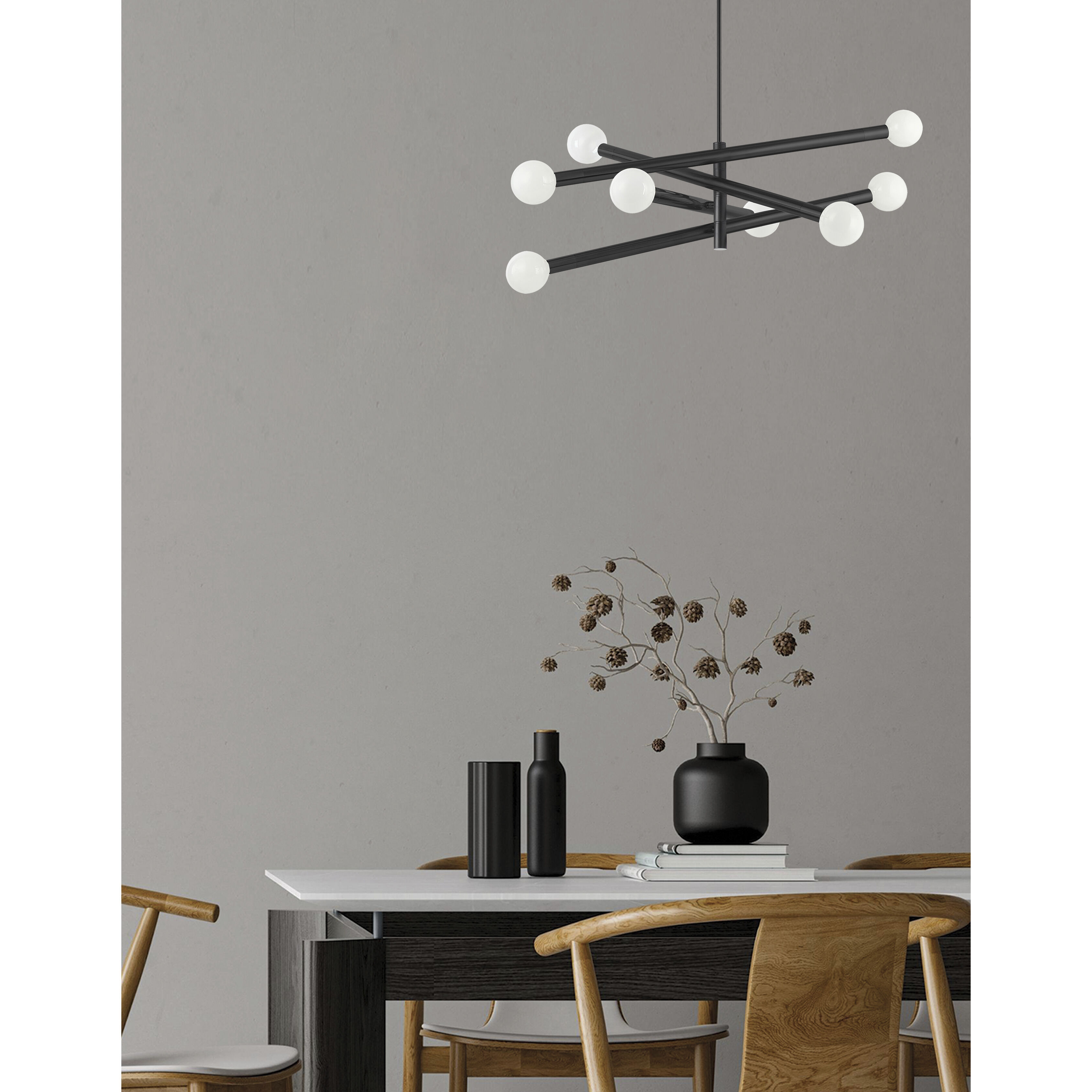 Wand 8 Light 36 inch Matte Black Chandelier Ceiling Light