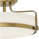 Harper 3 Light 18 inch Heritage Brass Indoor Semi-Flush Mount Ceiling Light in White