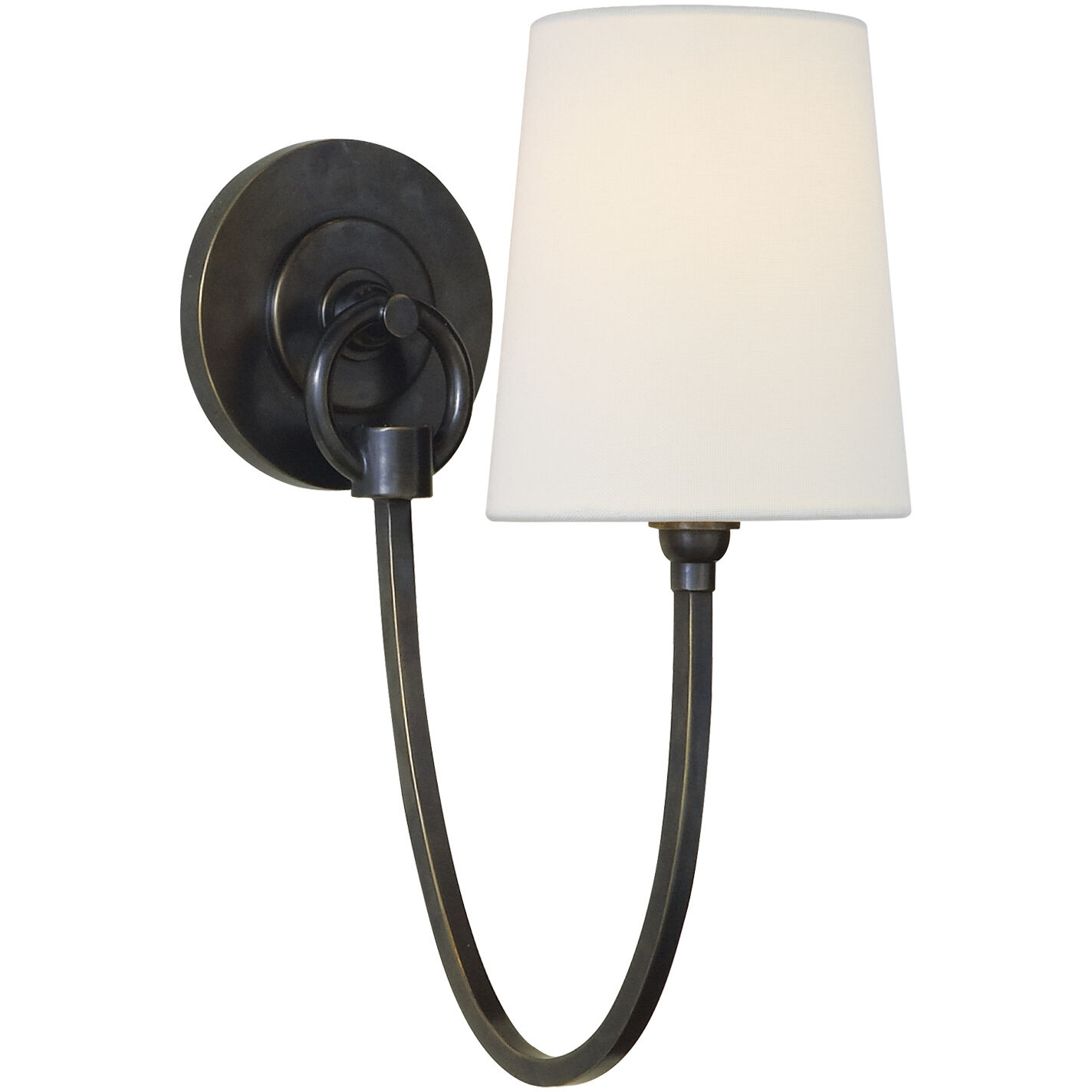 Thomas O'Brien Reed Single Sconce Wall Light in Bronze, Linen