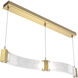 Parallel LED 48 inch Gilded Brass Linear Pendant Ceiling Light in Clear Granite, 2700K LED, Curved
