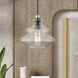 Everett 1 Light 9 inch Shiny Black with Chrome Finish Accents Pendant Ceiling Light