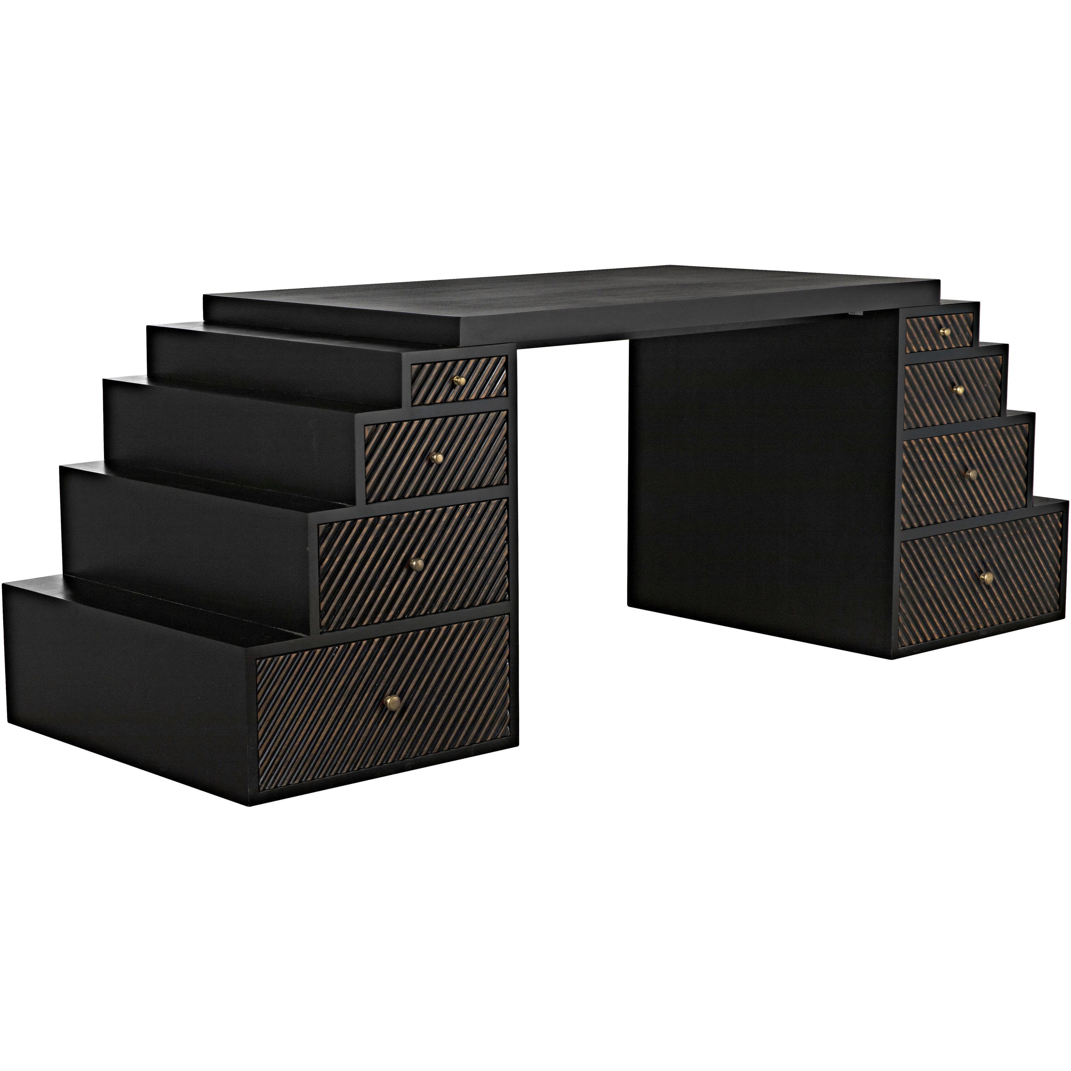 Ambidextrous 86.5 X 30 inch Hand Rubbed Black Desk