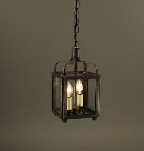 Crown 2 Light 6 inch Raw Brass Hanging Lantern Ceiling Light in Clear Glass