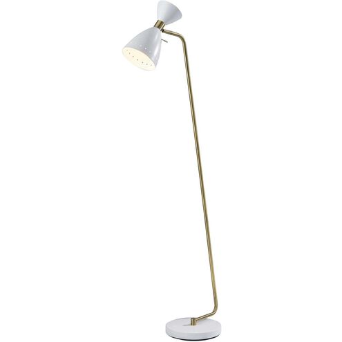 Oscar 59 inch 40.00 watt White with Antique Brass Floor Lamp Portable Light