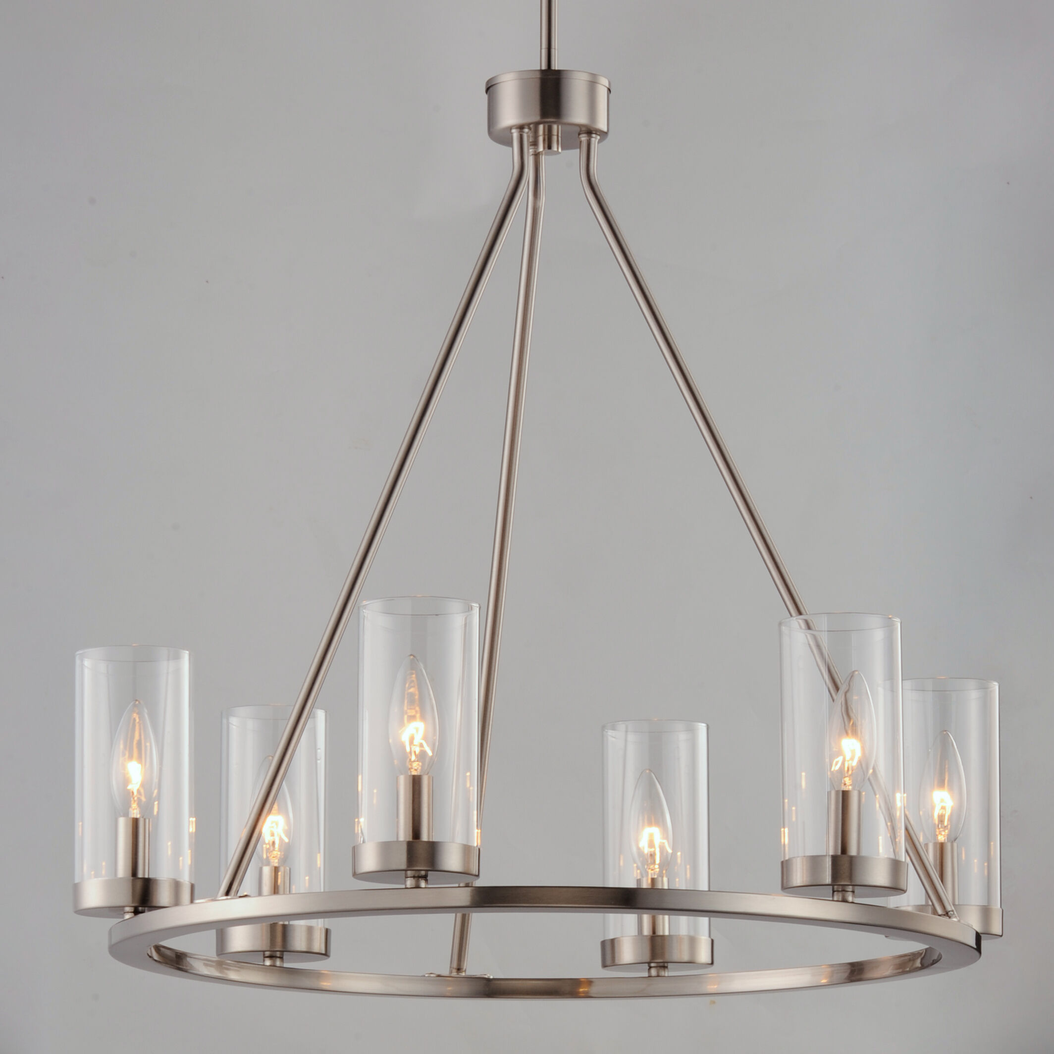 Sentinel 6 Light 24 inch Satin Nickel Single-Tier Chandelier Ceiling Light
