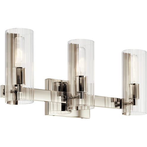 Jemsa 3 Light 22.75 inch Polished Nickel Bath Bracket Wall Light, 3 Arm
