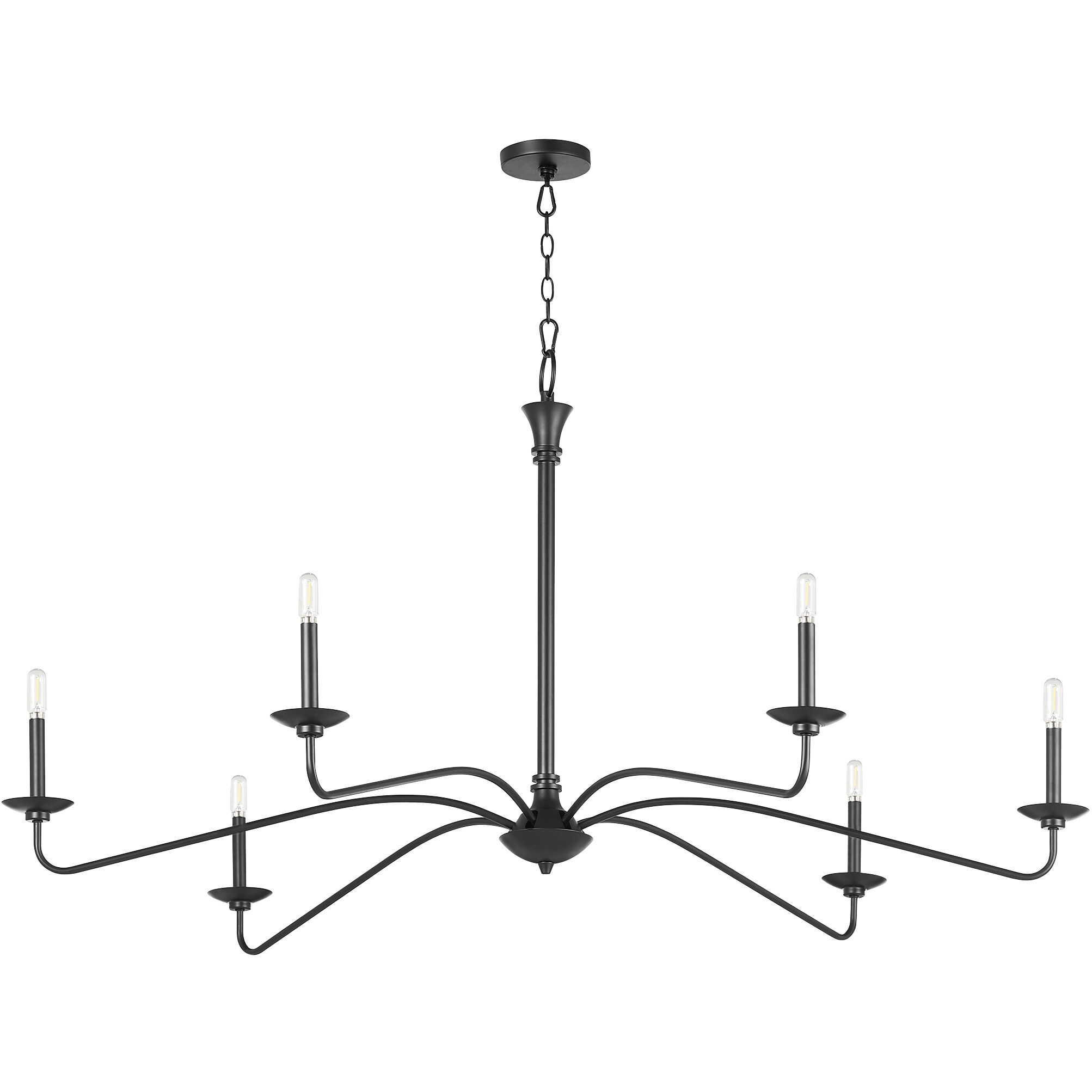 Euphora 6 Light 62 inch Matte Black Chandelier Ceiling Light