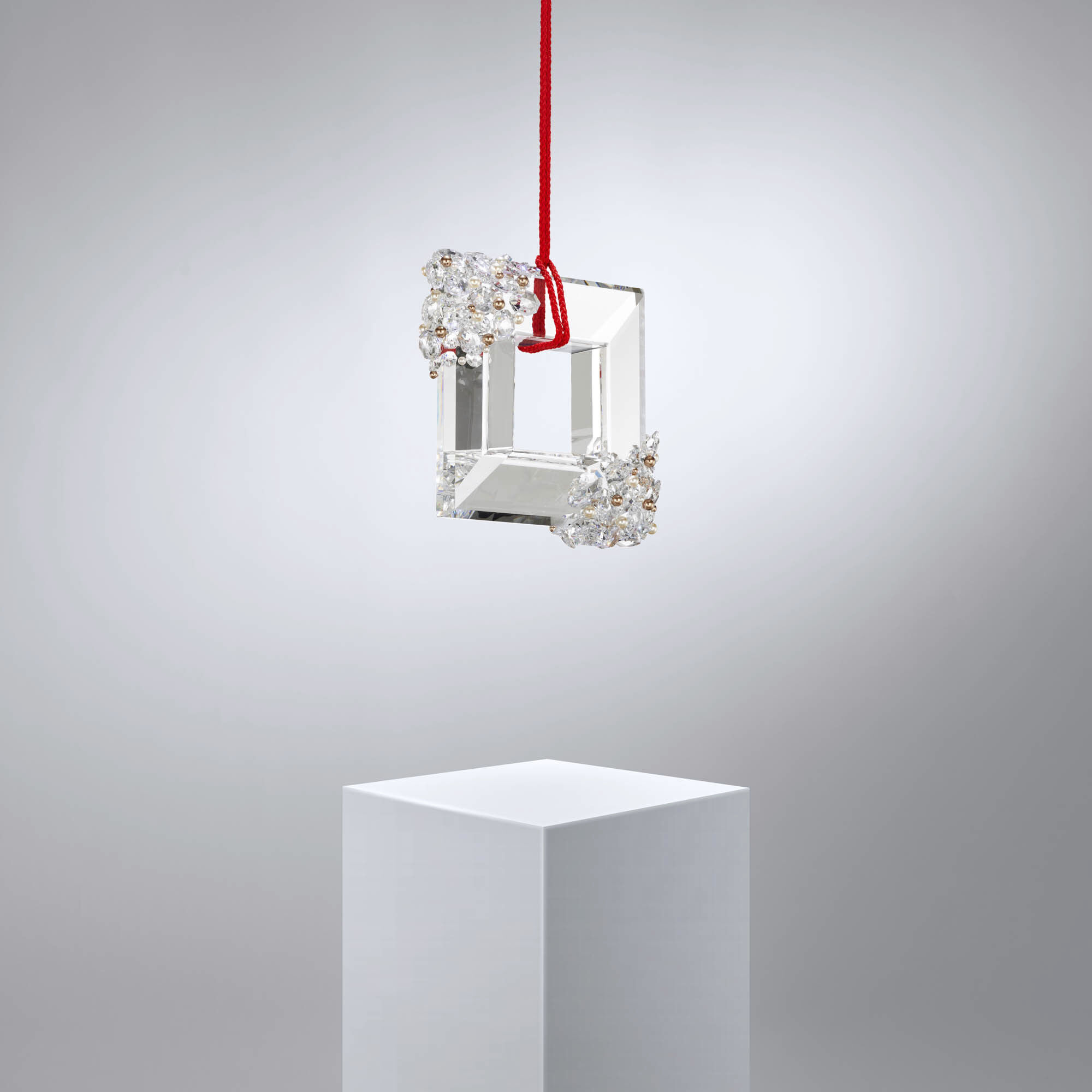 Forever Eva LED 3.75 inch Polished Chrome Pendant Ceiling Light in Red Rope, Red Rope