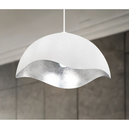 Eclos 1 Light 23.88 inch Textured White With Silver Leaf Inside Pendant Ceiling Light