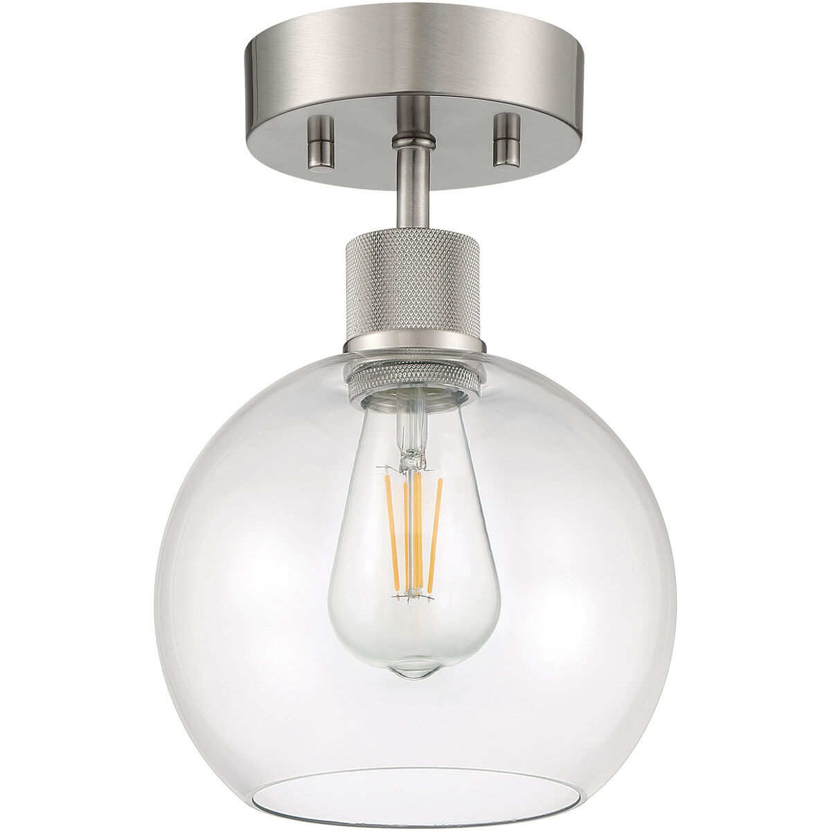 Port Nine LED 8 inch Brushed Steel Semi-Flush Ceiling Light