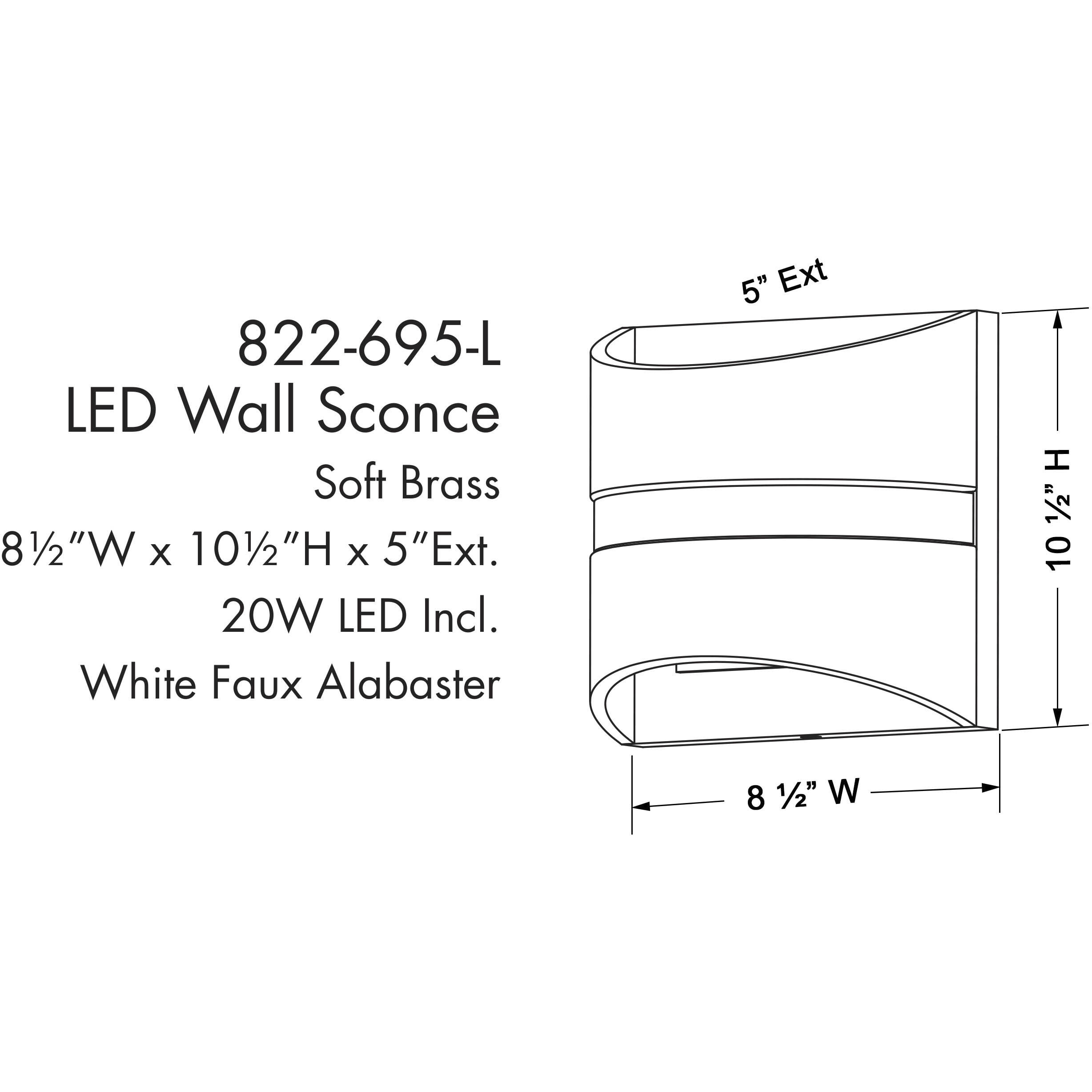 Velaux LED 17.5 inch Soft Brass Wall Sconce Wall Light