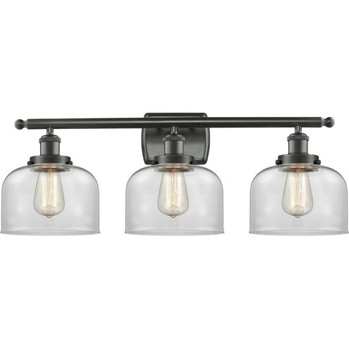 Ballston Large Bell 3 Light 26 inch Oil Rubbed Bronze Bath Vanity Light Wall Light in Clear Glass, Ballston