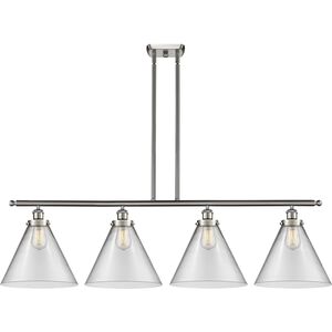 Ballston X-Large Cone 4 Light 48 inch Brushed Satin Nickel Island Light Ceiling Light in Clear Glass