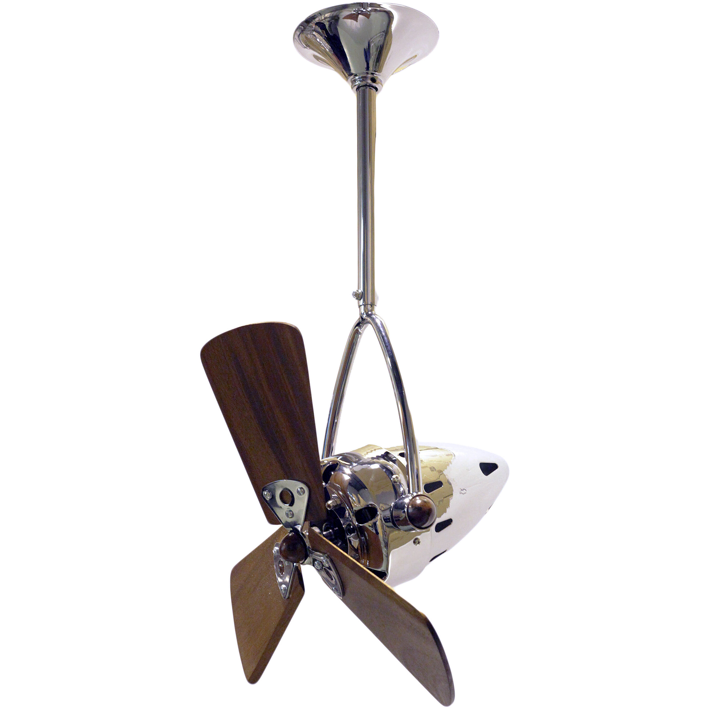 Matthews-Gerbar Jarold Direcional 16 inch Polished Chrome with Solid Mahogany Wood Blades Directional Ceiling Fan, Matthews-Gerbar