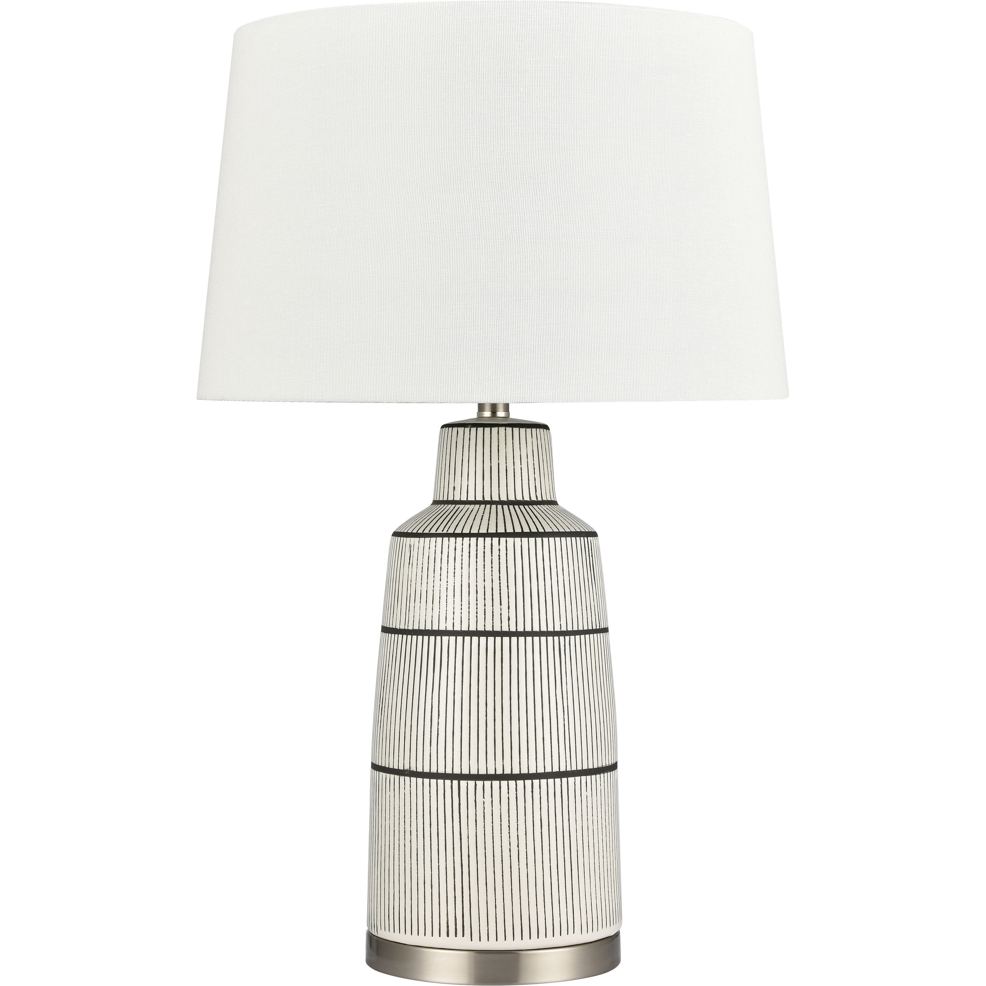 Ansley 30 inch 150 watt White with Black and Satin Nickel Table Lamp Portable Light