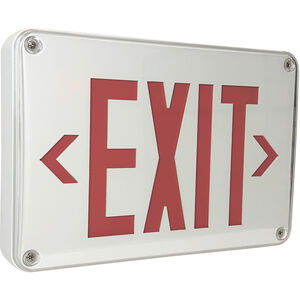 Self-Diagnostic 13 inch White / Red LED Wet Location Exit Sign Ceiling Light, with Battery Backup