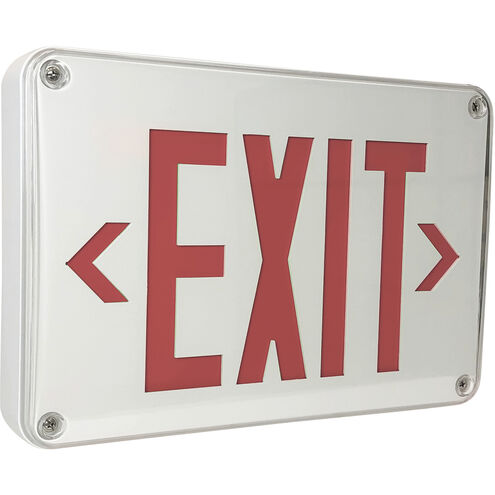 Architectural 13 inch White Exit / Emergency Ceiling Light in Red, with Battery Backup