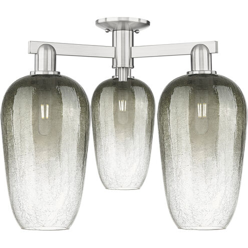 Brookhaven Flute 3 Light 24.5 inch Brushed Satin Nickel Semi-Flush Mount Ceiling Light in Slate Glass