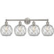 Edison Farmhouse Rope 4 Light 35 inch Brushed Satin Nickel Bath Vanity Light Wall Light in Clear Glass with White Rope