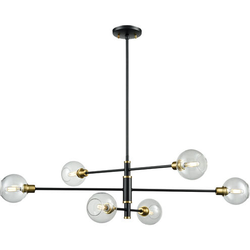 Ocean Drive 6 Light 39 inch Venetian Brass Linear Pendant Ceiling Light in Venetian Brass and Graphite