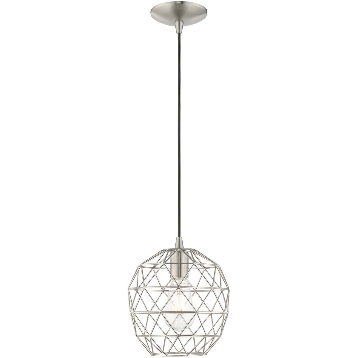 Geometric 1 Light 8 inch Brushed Nickel Mini Pendant Ceiling Light