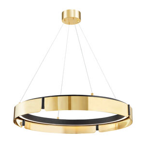 Tribeca LED 32.75 inch Aged Brass / Black Chandelier Ceiling Light