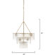Perignon 24 Light 25 inch Melted Ice Glass & Antique Brass Three Tier Chandelier Ceiling Light