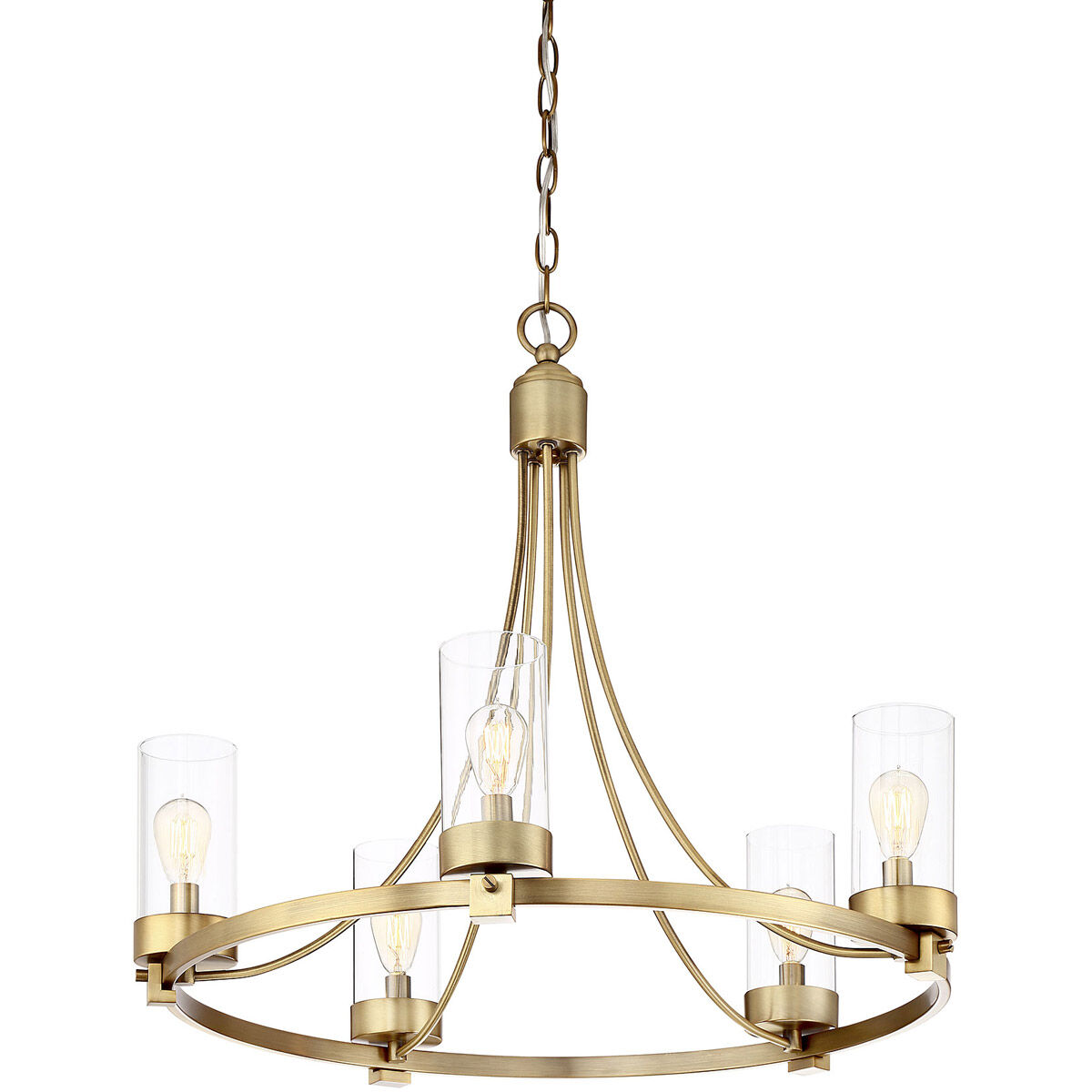Modern 5 Light 26 inch Natural Brass Chandelier Ceiling Light