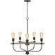 Sion 5 Light 5 inch Natural Wood and Iron Chandelier Ceiling Light