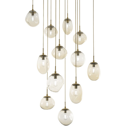 Cosmos Incandescent 9 Light 32 inch Gilded Brass Multi-Pendant Ceiling Light in Clear Cosmos, Square Multi-Port
