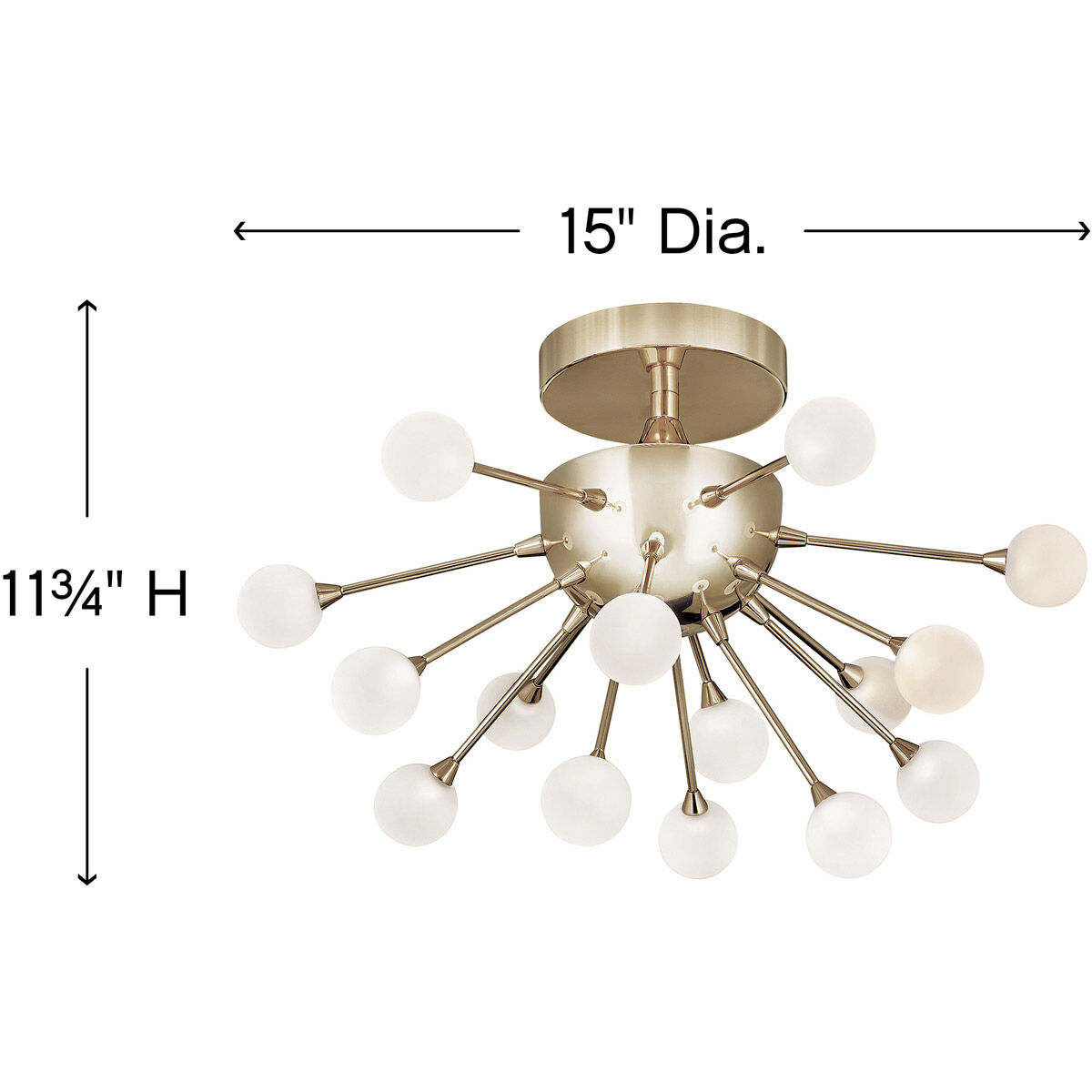Impulse LED 15 inch Polished Gold Semi-Flush Mount Ceiling Light