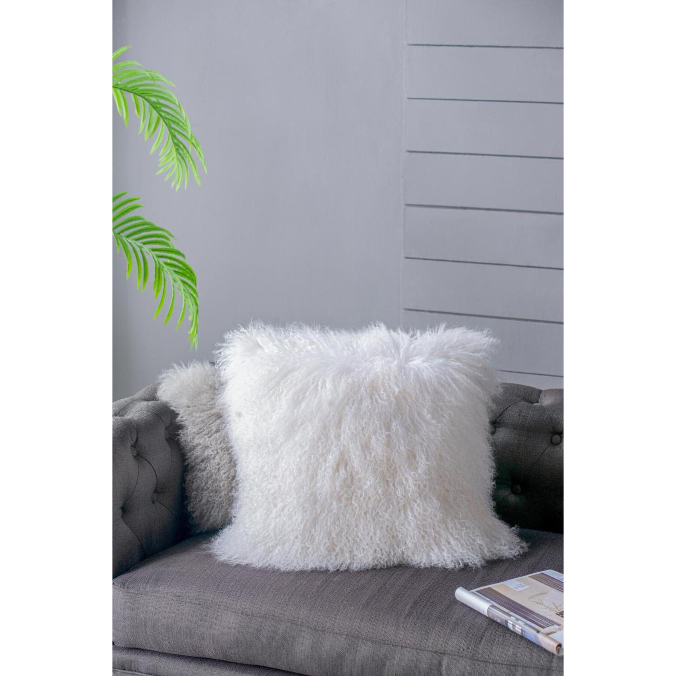 Lamb Fur 20 X 4 inch White Pillow in Natural