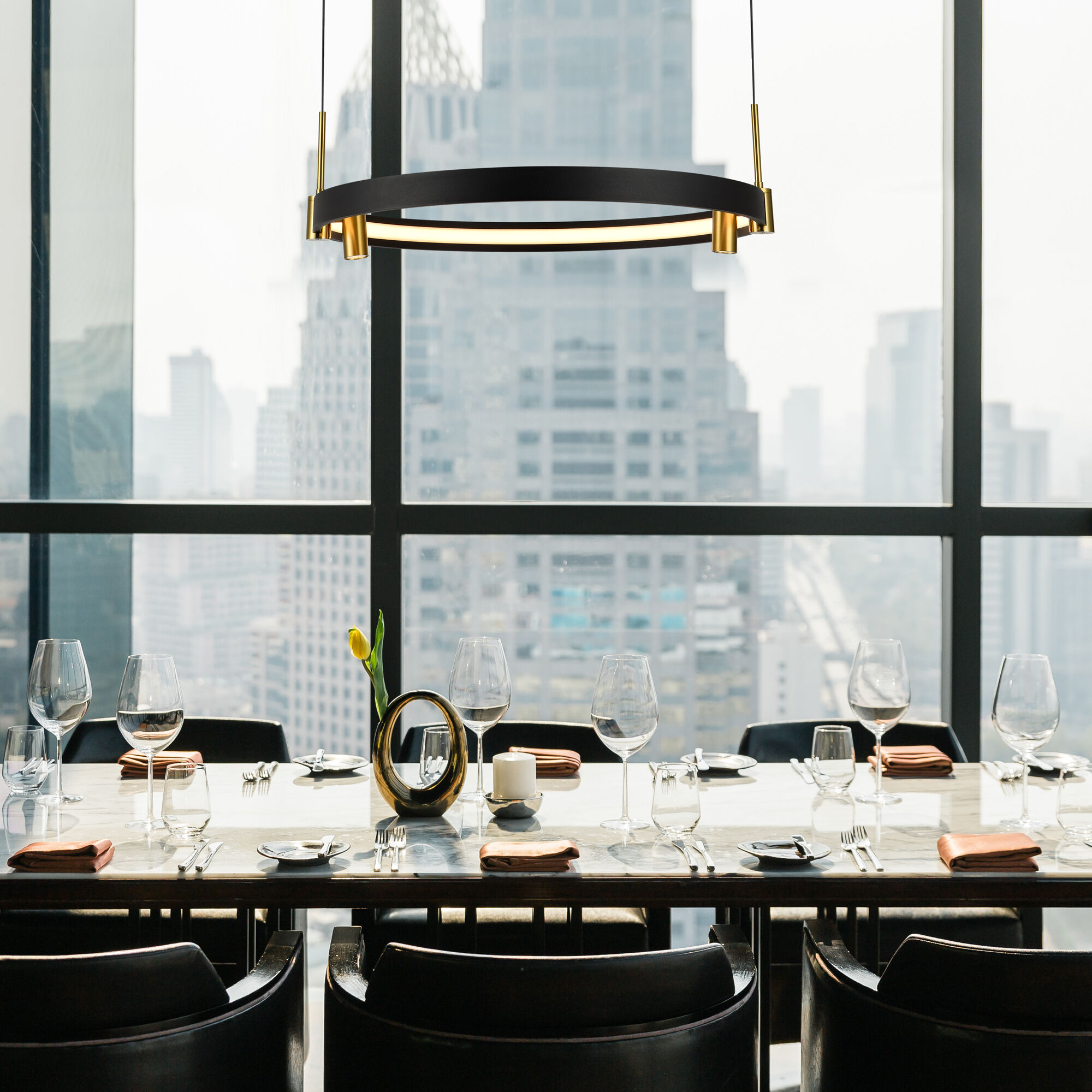 Tania 23 inch Black/Antique Brass Chandelier Ceiling Light