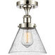 Ballston Large Cone 1 Light 8 inch Polished Nickel Semi-Flush Mount Ceiling Light in Seedy Glass