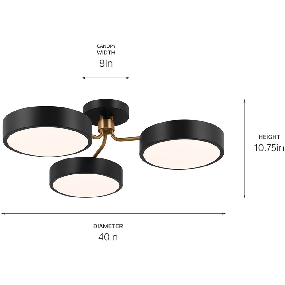 Sago LED 40 inch Black and Champagne Bronze Semi Flush Mount Ceiling Light